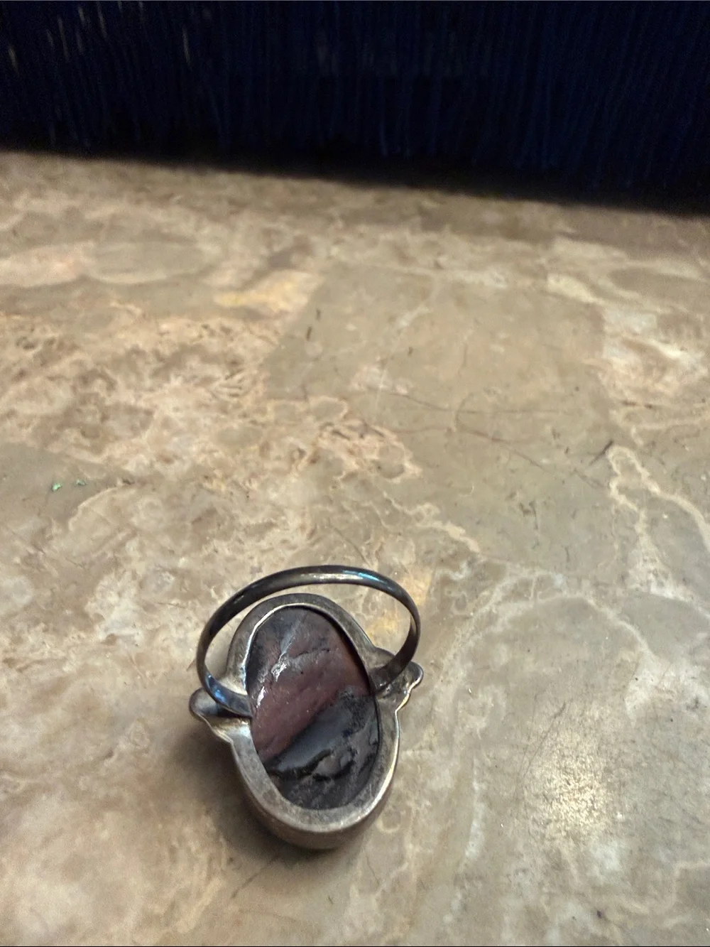 Vintage 1970s .925 silver oval Jasper agate ring size 6